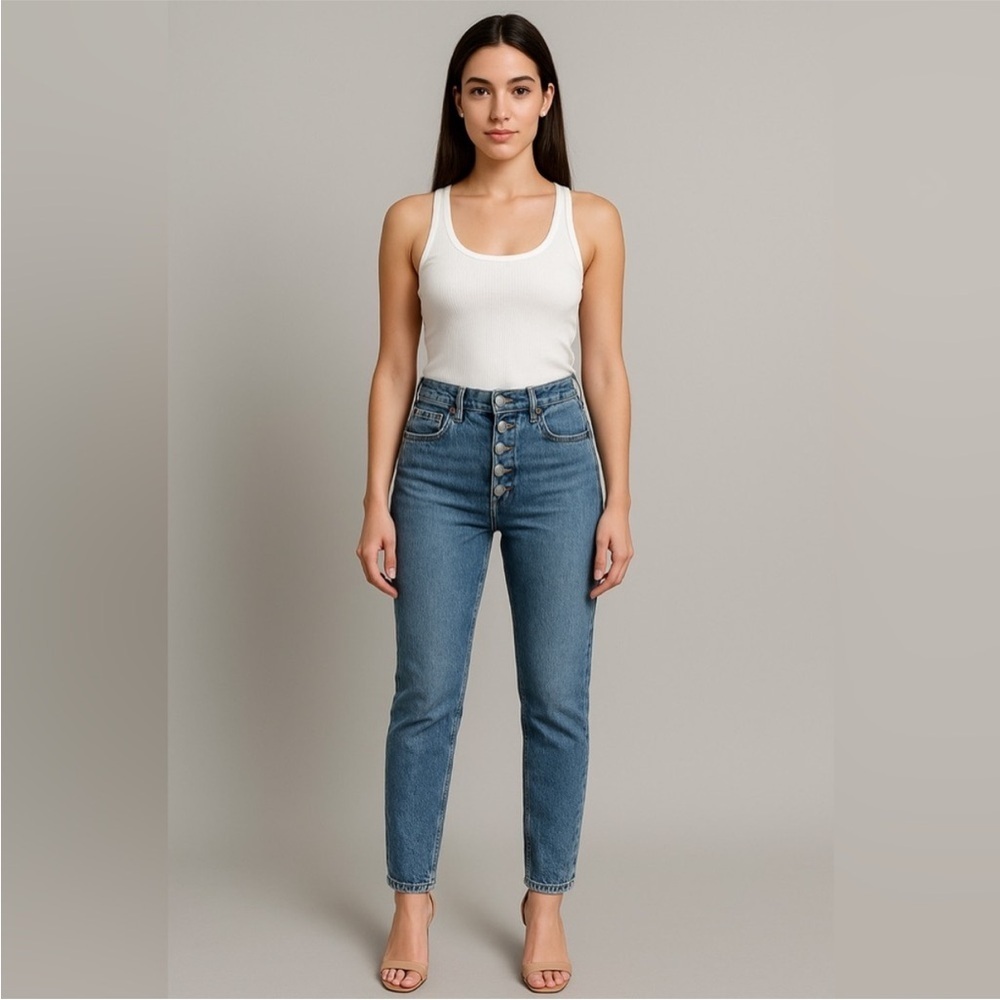 Anine Bing Jeans Womens 26 High Rise Button Fly Stretch Skinny